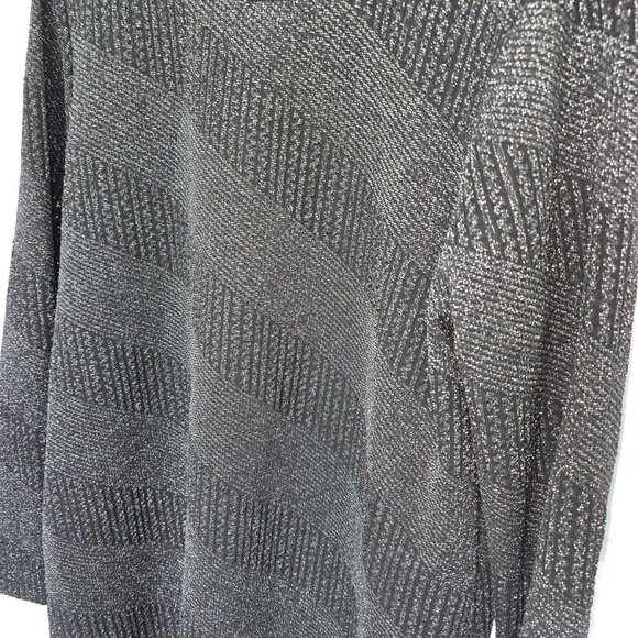CJ Banks Black & Silver Sparkle Top - Size X Asymmetric Hem Party Holiday - Picture 2 of 6